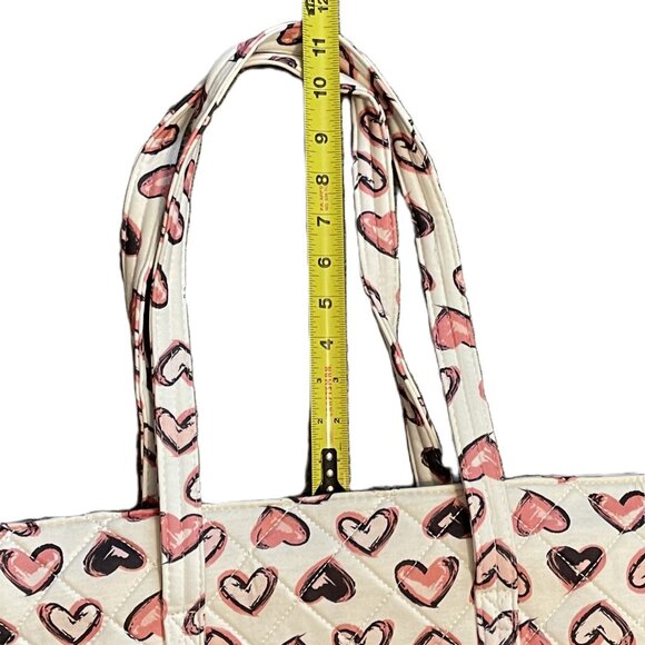 NEW QUILTED BAG PURSE SET White with Pink Hearts WOMAN WITHIN 2 Piece Set 0958A - Picture 9 of 14